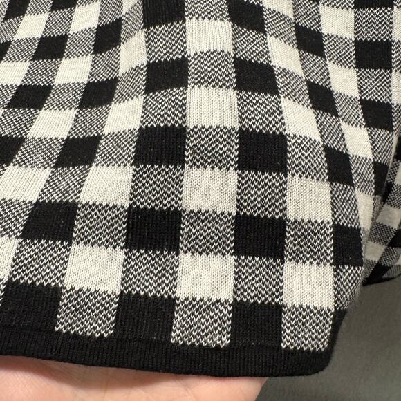 J Jill Sweater Womens Large Black White Gingham Check Reversible Pullover COMFY - Picture 8 of 9